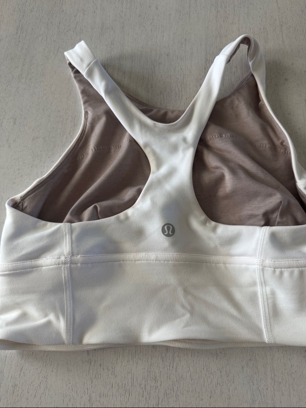 lululemon athletica White Racerback Sports Bra with Cream Interior